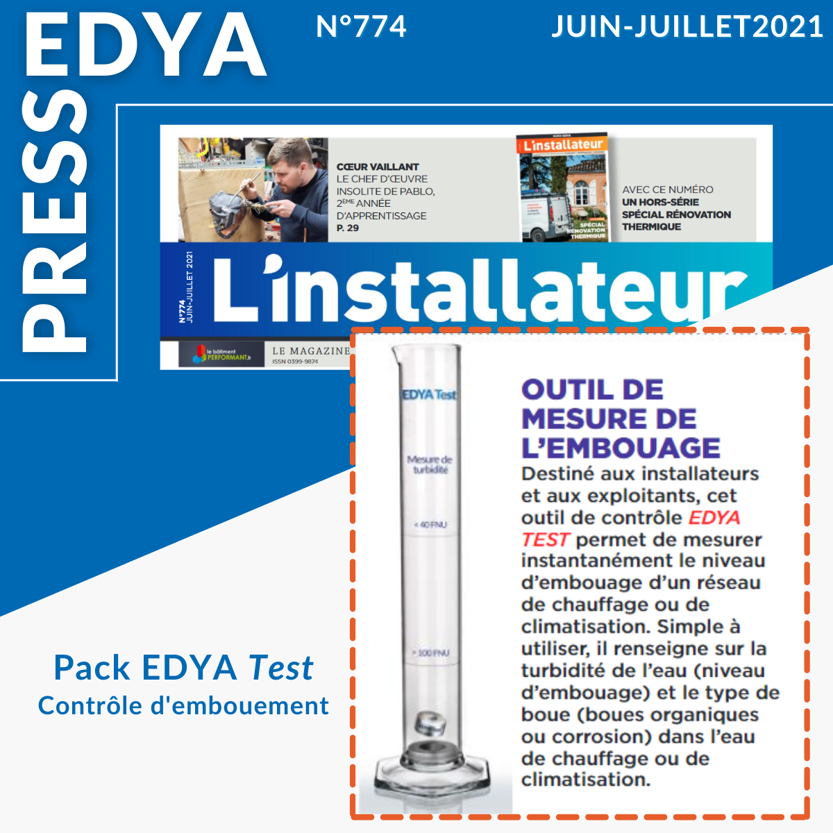 Article L'installateur : EDYA Test